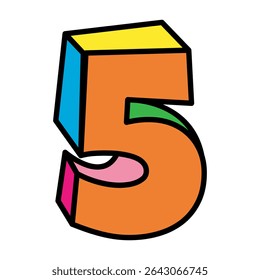 five or number 5 vector logo colorful playful design illustration