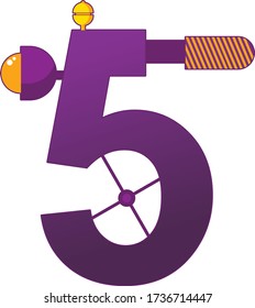 the five number with cartoon style 
