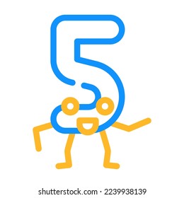 five number character color icon vector. five number character sign. isolated symbol illustration