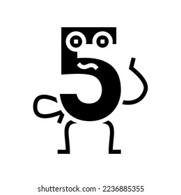 five number character glyph icon vector. five number character sign. isolated symbol illustration