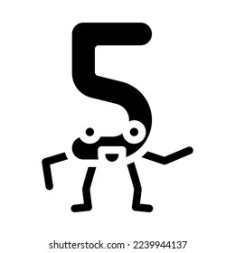 five number character glyph icon vector. five number character sign. isolated symbol illustration