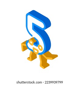 five number character isometric icon vector. five number character sign. isolated symbol illustration