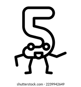 five number character line icon vector. five number character sign. isolated contour symbol black illustration