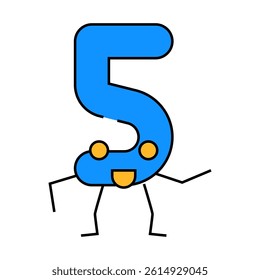 five number character line icon vector. five number character sign. isolated symbol illustration