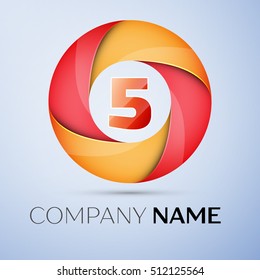 Five number colorful logo in the circle. Vector template for your design