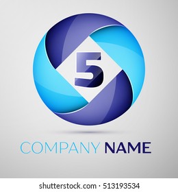 Five number colorful logo in the circle. Vector template for your design