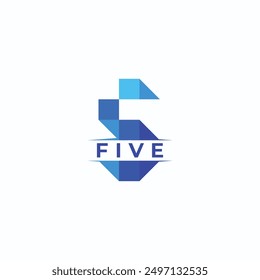 Five number creative technological modern data pixel logo. Vector illustration