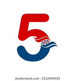 Five number dna logo template illustration