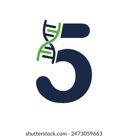 Five number dna logo template illustration