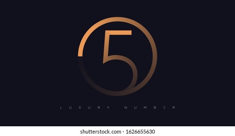 Five number golden icon. Flat design