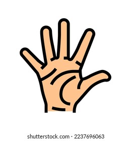 five number hand gesture color icon vector. five number hand gesture sign. isolated symbol illustration