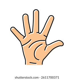 five number hand gesture color icon vector. five number hand gesture sign. isolated symbol illustration