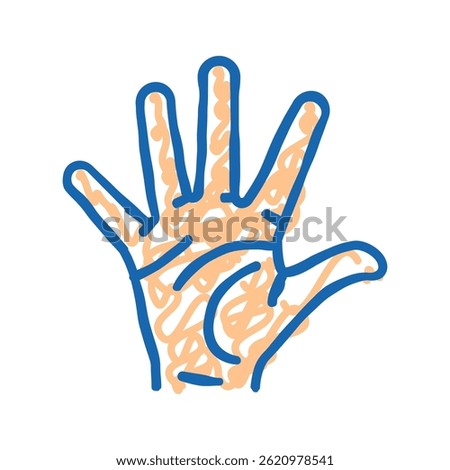five number hand gesture doodle icon sketch vector. five number hand gesture sign. isolated symbol illustration