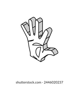 five number hand gesture isometric icon vector. five number hand gesture sign. isolated symbol illustration