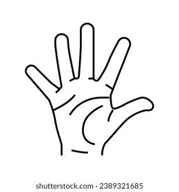 five number hand gesture line icon vector. five number hand gesture sign. isolated contour symbol black illustration