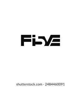 Five number, letter negative space. Wordmark logo design.