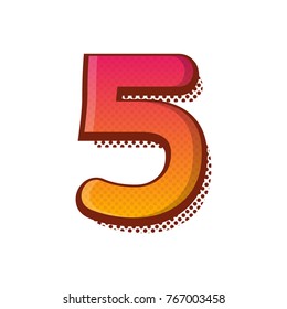 Five Number logo. Retro colorful logotype vector design template in white background