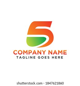 Five number logo templates or the letter S with green orange gradations.