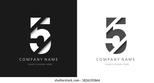 five number modern logo broken design