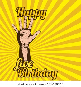 five number over grunge background vector illustration