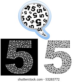 Five. Number signs. Vector illustration.