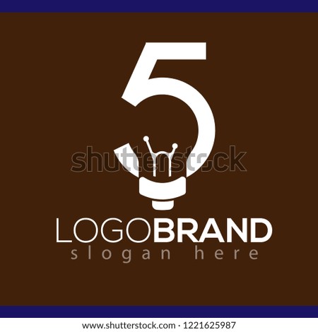 Five Number with smart bulb Logo vector element. number with negative ...