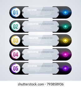Five numbered banners in hi-tech style on white background