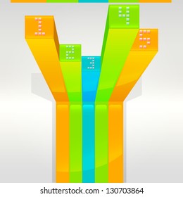 Five numbered dimensional colorful stripe steps as infographics design element set composition to list or compare