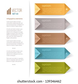 Five numbered elements for infographics. Can be used for presentations, web design, infographics, number options.