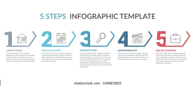 Five numbers with arrows and place for your text, five steps - infographic template, vector eps10 illustration