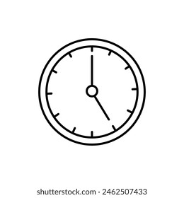 Five o'clock line icon. Clock time outline vector simple illustration on white background.