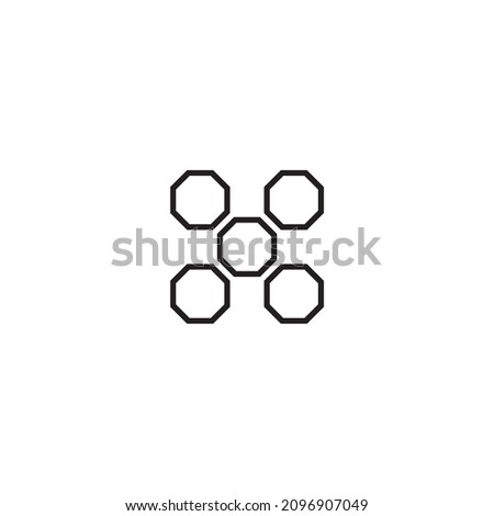 five octagon letter X, simple symbol line vector logo