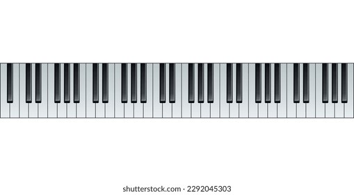 Five octaves.Piano or grand piano keys isolated on a white background .