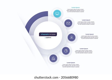 Five option circle infographic design template. Vector illustration.