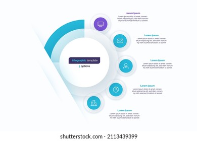 Five option circle infographic design template. Vector illustration.