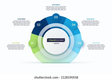 Five option circle infographic design template. Vector illustration.