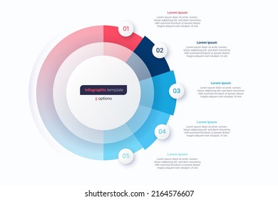 Cinco plantillas de diseño gráfico de círculo de opciones. Ilustración vectorial.
