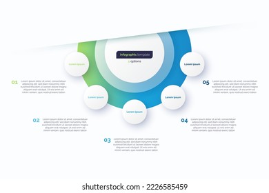 Five option circle infographic design template. Vector illustration.