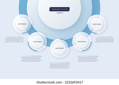 Fünf optionale Kreis-Infografik-Design-Vorlage. Vektorgrafik.