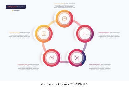 Five option circle infographic design template. Vector illustration.