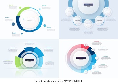 Cinco plantillas de diseño gráfico de círculo de opciones. Ilustración vectorial.