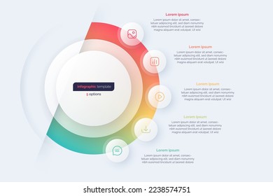 Five option circle infographic design template. Vector illustration.