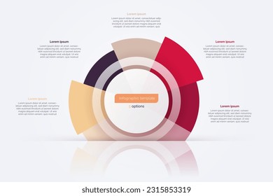 Diagrama de infografía de círculo de cinco opciones. Ilustración vectorial.