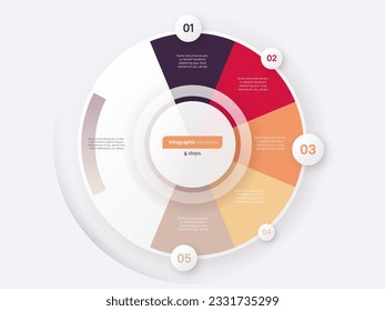 Five option circle infographic diagram. Vector illustration.