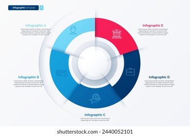 Five option cycle infographic chart. Vector illustration.