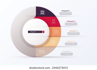 Gráfico infográfico de cinco ciclos de opciones. Ilustración vectorial.