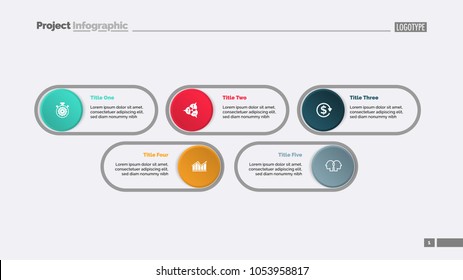 Five option diagram. Step chart, editable template. Creative concept for infographics, presentation, project, report. Can be used for topics like business, management, research