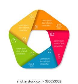 Five options infographic banner. Isolated polygonal workflow layout. Number banner template for diagram, presentation or chart. 5 parts progress steps for tutorial. Business concept sequence banner.