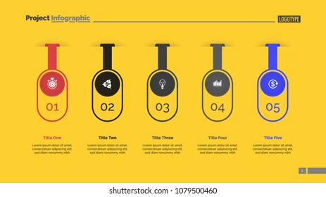Five options infographic diagram. Step chart, option graph, layout. Creative concept for infographics, presentation, project, report. Can be used for topics like business, marketing, workflow. 