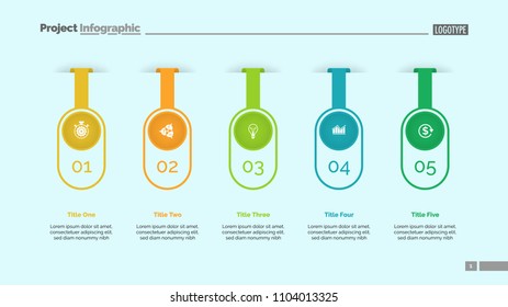 Five options infographic diagram. Step chart, option graph, layout. Creative concept for infographics, presentation, project, report. Can be used for topics like business, marketing, workflow. 